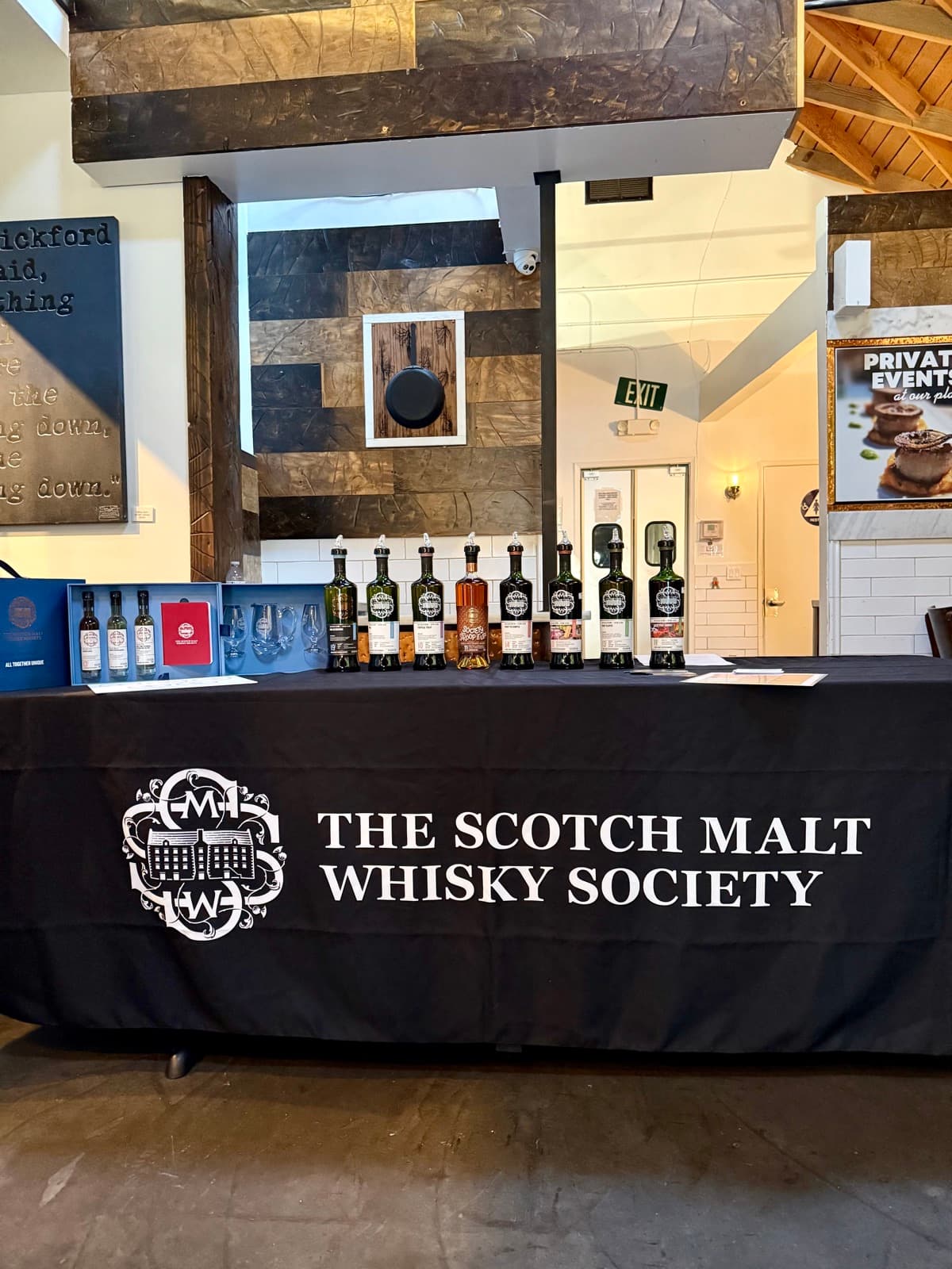 The Scotch Malt Whisky Society table at Blu Jam Melrose Hollywood with all eight casks